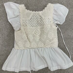 White Crochet Peplum Top